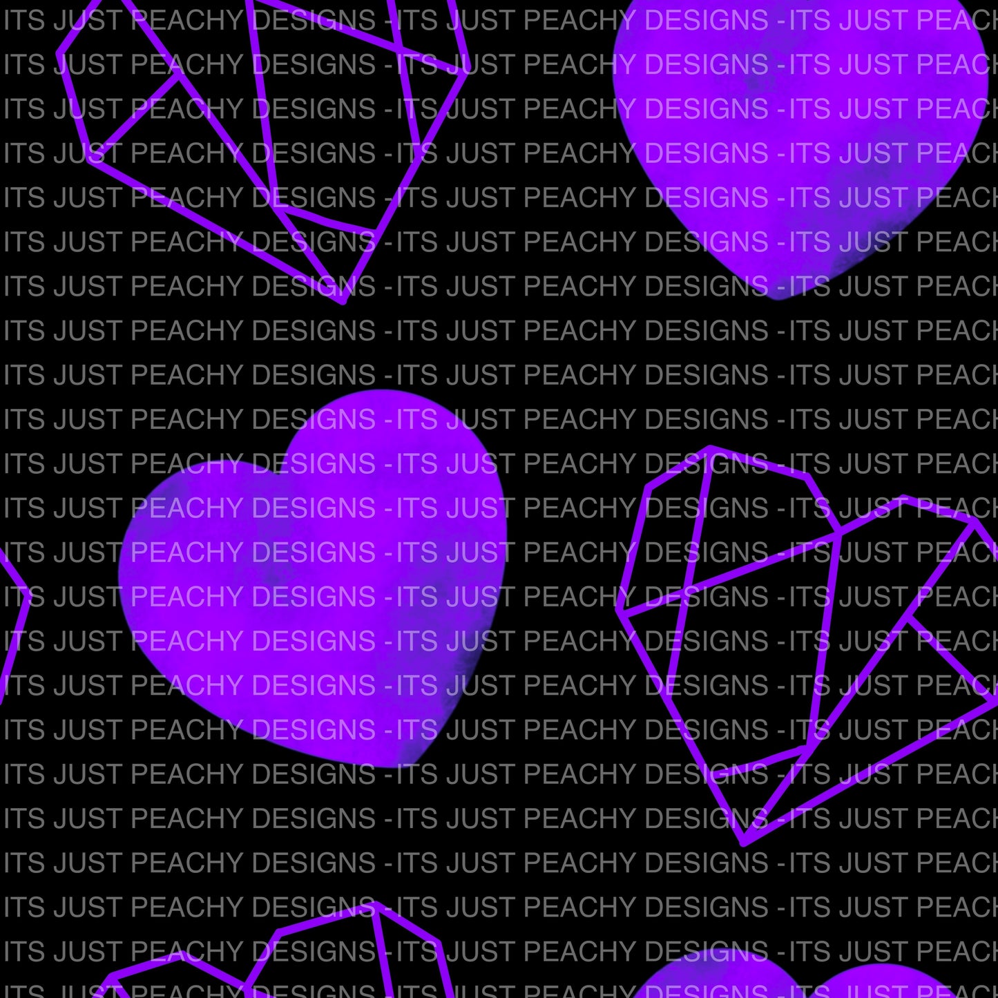 Purple Geometric Hearts- Multiple Colors