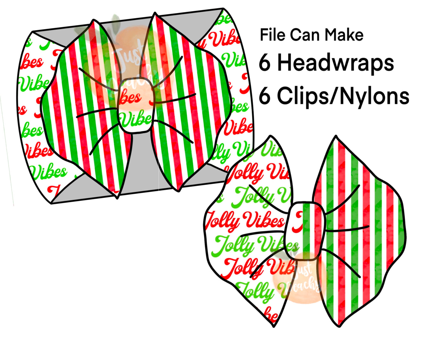 Half/Half Bows-  Jolly Vibes Red/Green Stripes