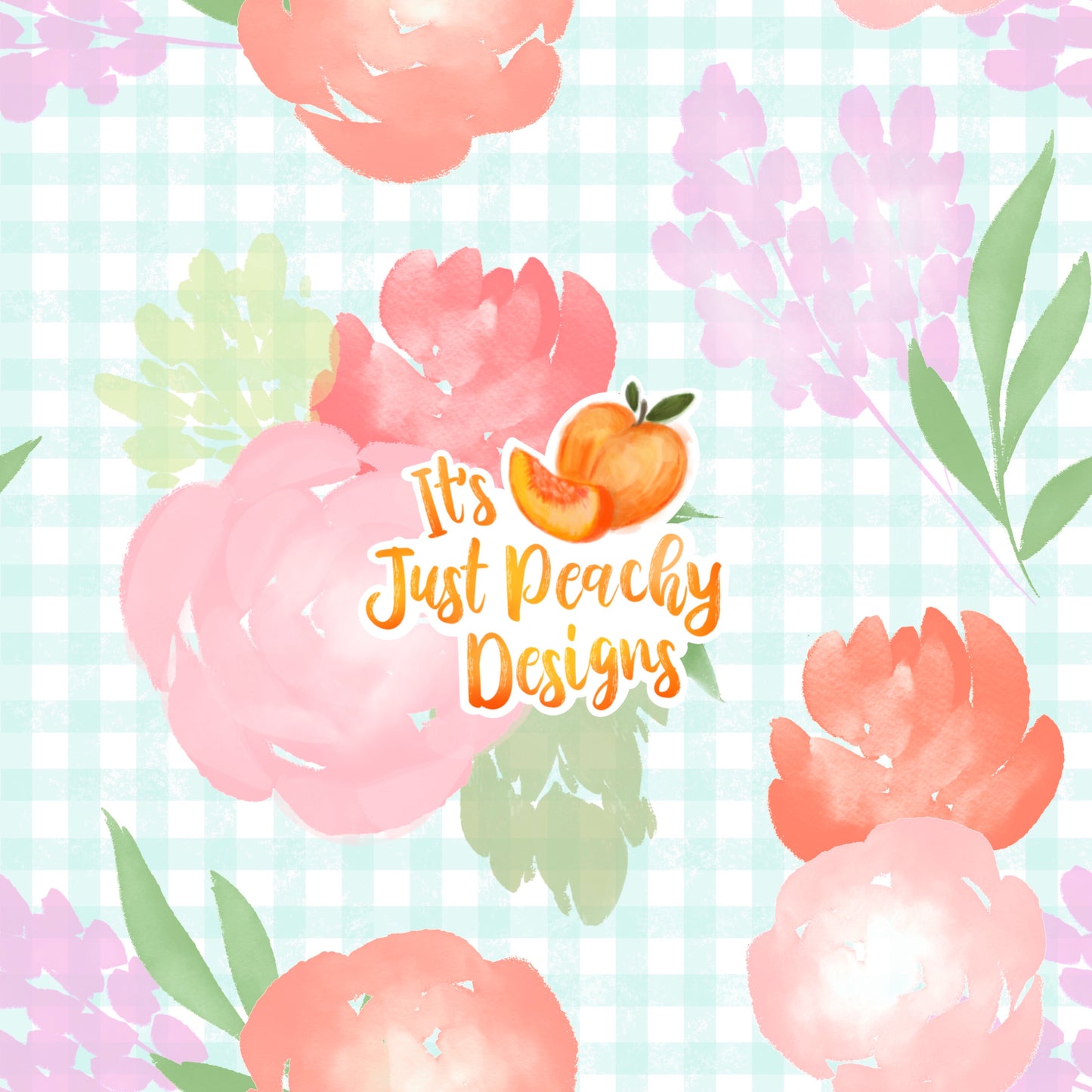 Gingham Watercolor Floral -Multiple Colors