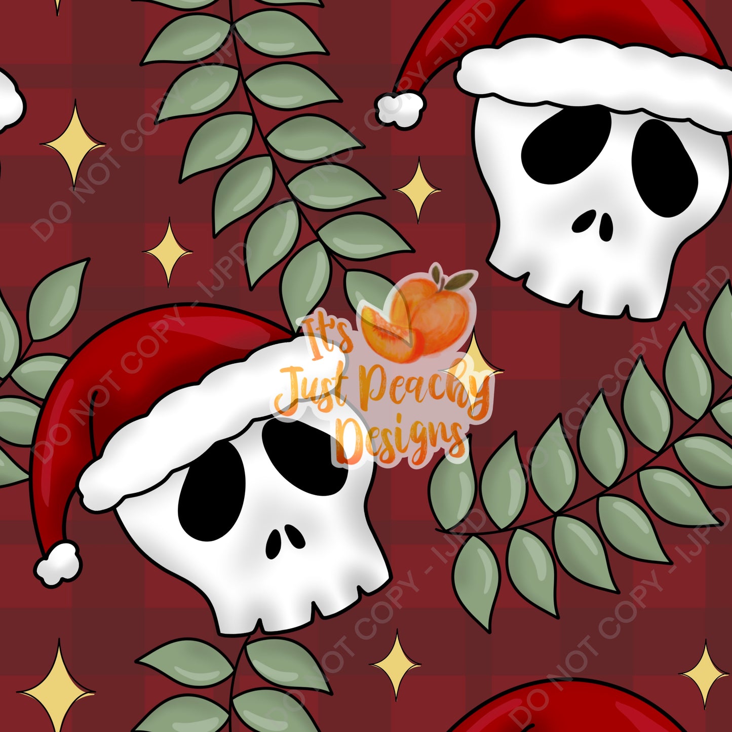 Greenery Santa Skull