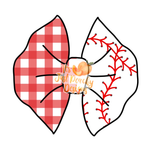 Half/Half Bows- Gingham Baseball