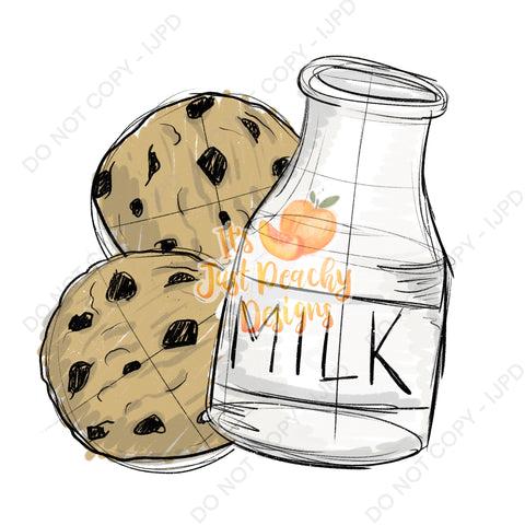 Sketchy Milk and Cookies PNG - Multiple Colors