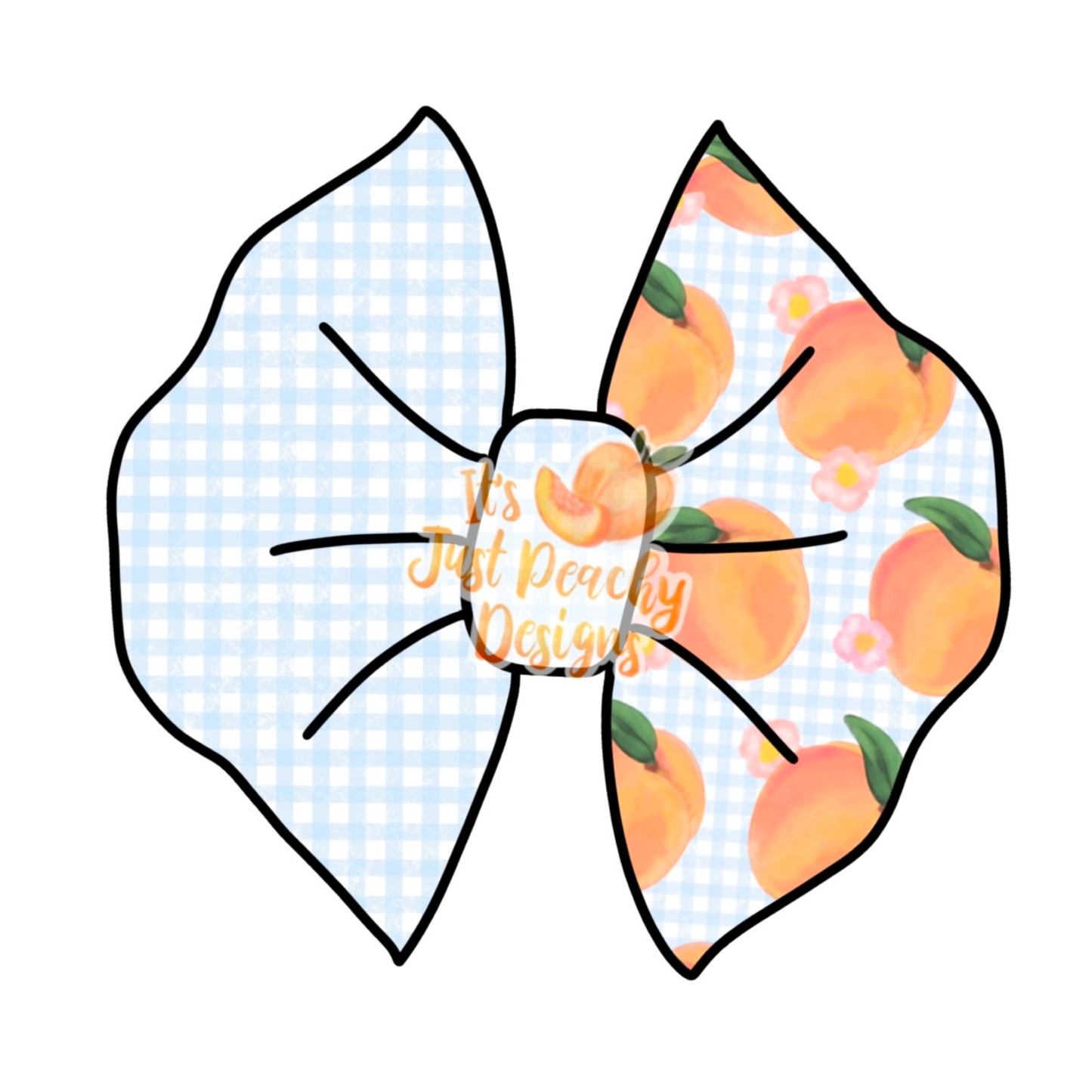 Half/Half Bows-  Gingham Floral Peach