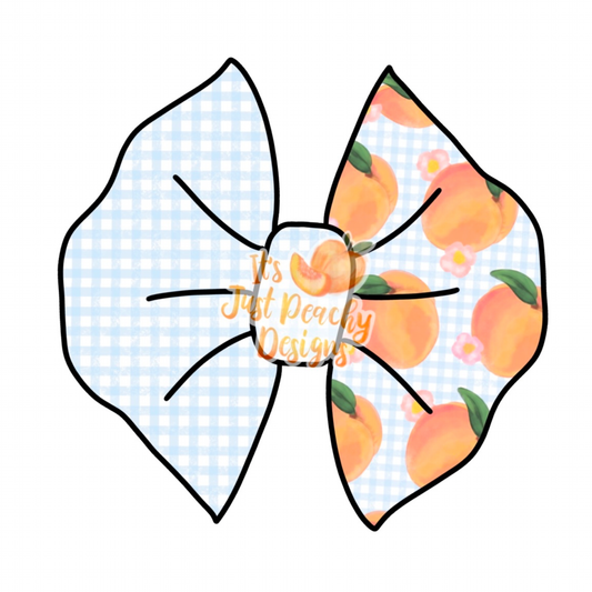 Half/Half Bows-  Gingham Floral Peach