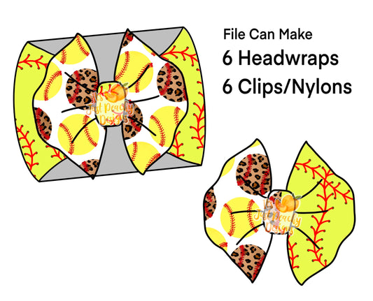 Half/Half Bows-  Leopard Softball