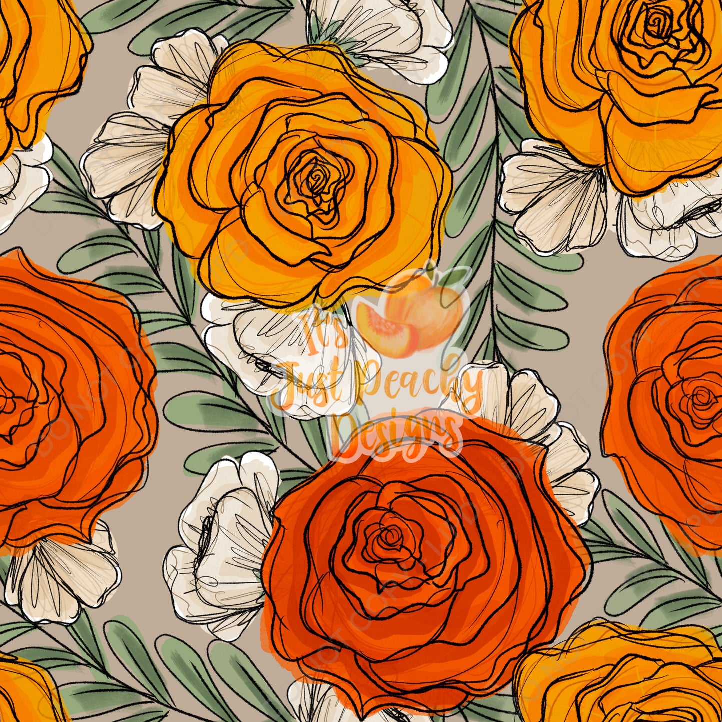 Orange Floral -Multiple Color Options