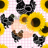 Chicken Sunflower Gingham - Multiple Colors