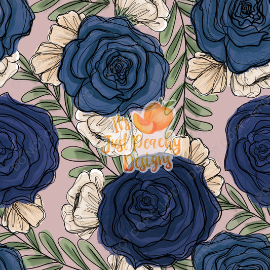 Blue Roses Floral -Multiple Color Options