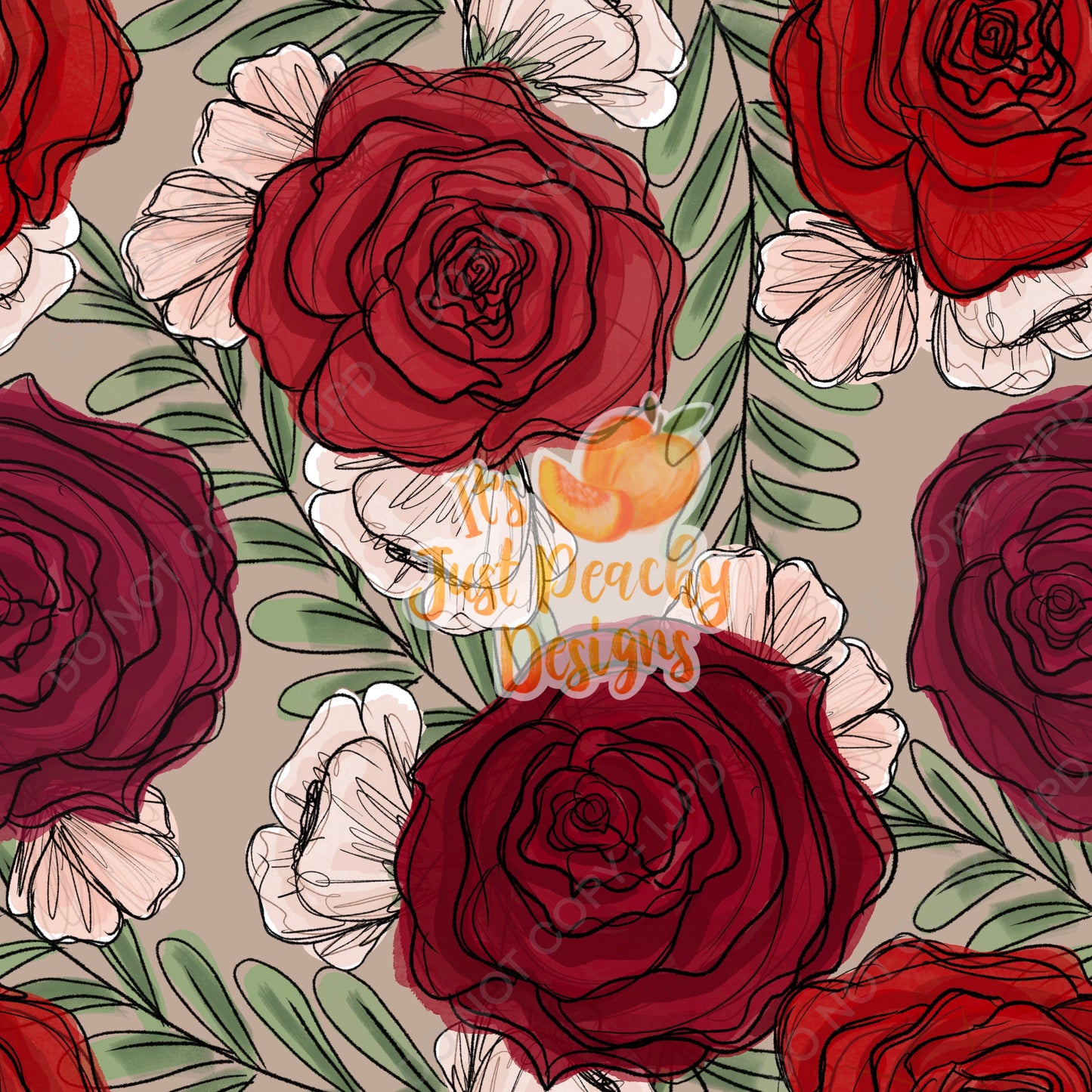 Red Roses Floral -Multiple Color Options