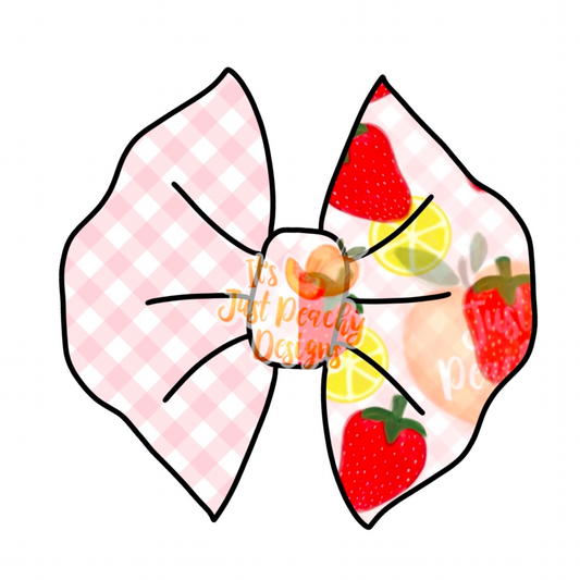 Half/Half Bows- Gingham Strawberry Lemonade