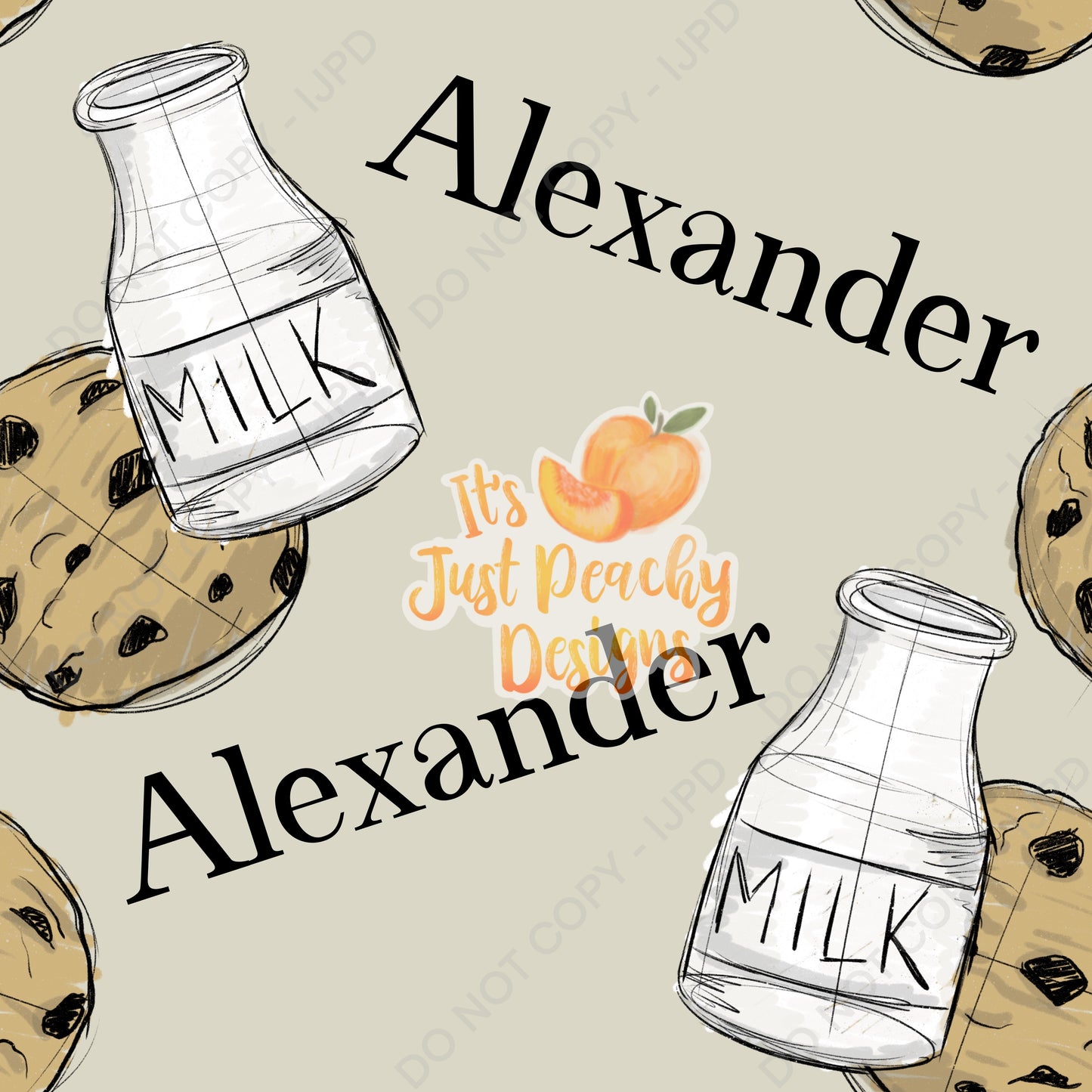 Add A Name File - Sketchy Milk and Cookies - Multiple Colors